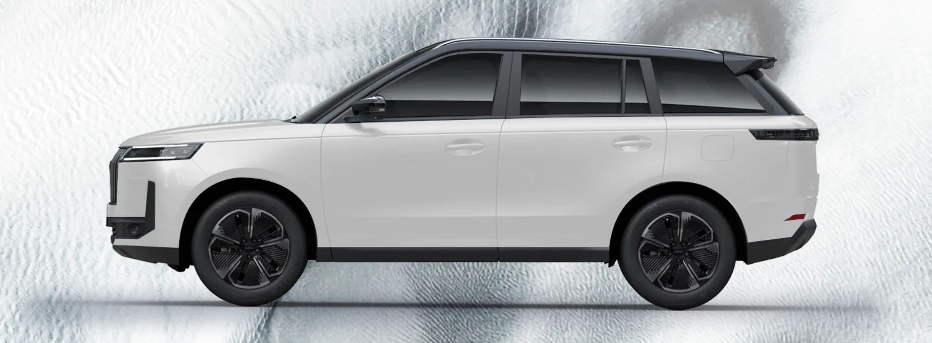 JAECOO J5 EV oficial, vista frontal em três quartos